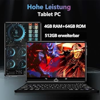 KADYBE Android 13 10 Inch Tablet 2 in 1 with 2 SIM 1 SD